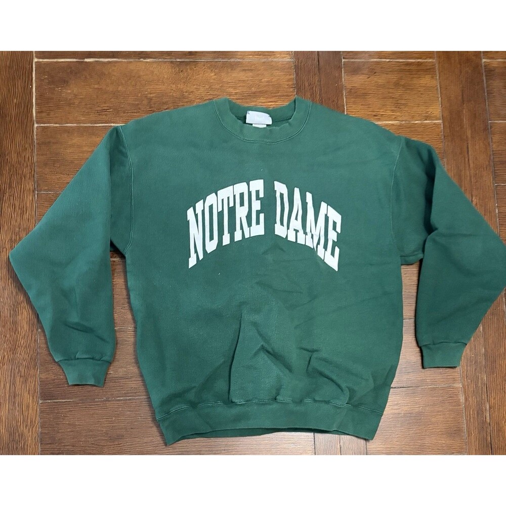 Vintage 90s Notre Dame Fighting Irish Men’s Size L Green Crewneck Sweater